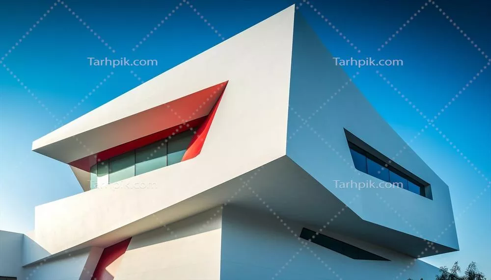 آسمان‌خراش آینده‌نگر با معماری مدرن و اشکال هندسی، موفقیتی که توسط هوش مصنوعی ایجاد شده است