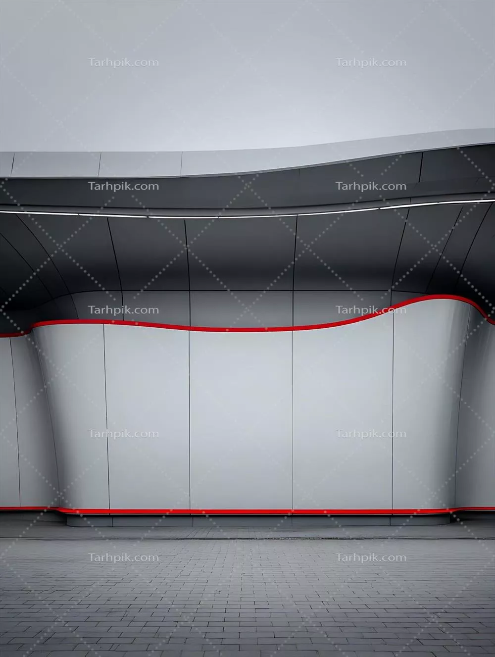 نمای مدرن و معاصر با دیوارهای آتشین و سنگفرش آجری برای پروژه‌های طراحی