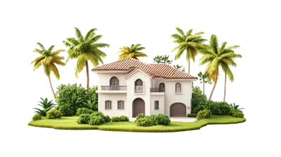خانهای زیبا به سبک مدیترانهای با درختان نخل و سرسبزی خیرهکننده