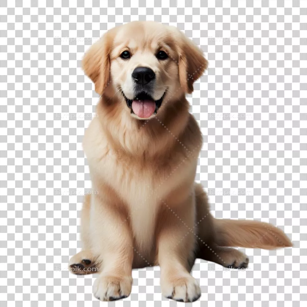 تصویر یک سگ طلایی رتریور روی زمینه سفید با جزئیات واضح