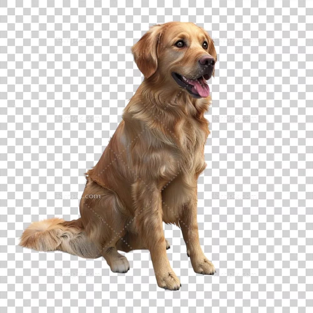 پاپی خوشگل و طلاییRetriever بر روی پسزمینهی شفاف با هوش مصنوعی تولیدی