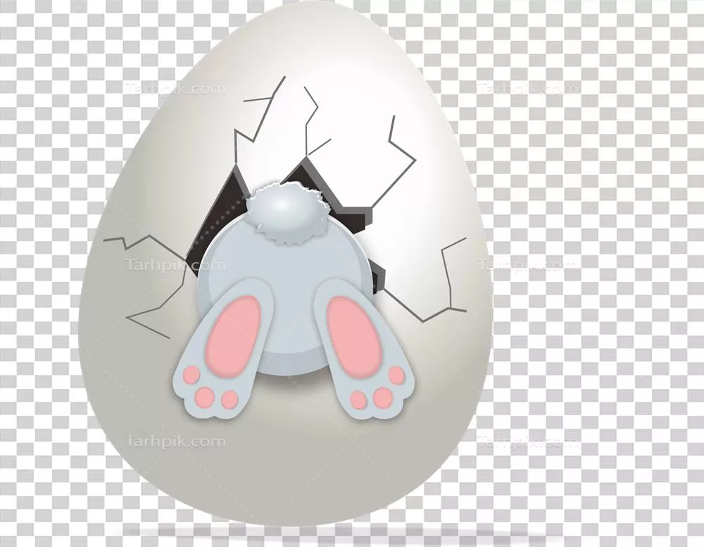 کارت تبریک عید پاک با تصویر جوجه‌خرگوش زیبا و پاهای صورتی در فصل بهار