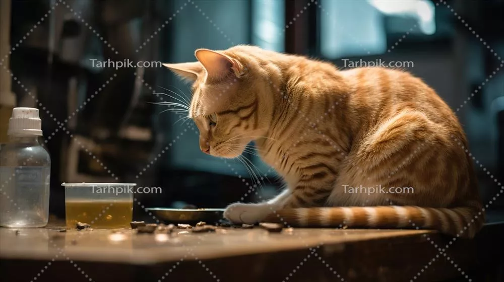 غذا دادن به گربه چاق و دوستداشتنی در انتظار غذا با هوش مصنوعی تولیدی