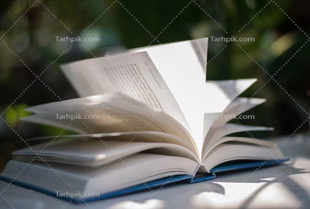 نزدیک نمایی از کتاب باز با پسزمینهای باکیفیت از طبیعت و محو شدگی