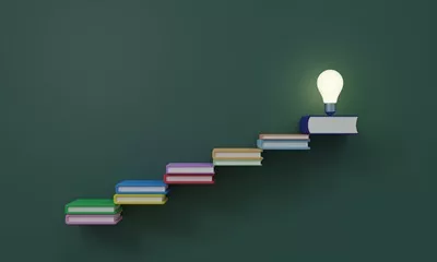 آموزش، مسیر موفقیت: تصویر سه‌بعدی زیبا از یادگیری و موفقیت