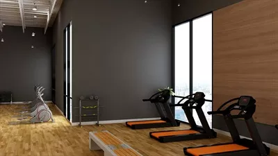 طراحی داخلی مدرن و مینیمالیستی سالن ورزشی به صورت شبیه‌سازی 3D