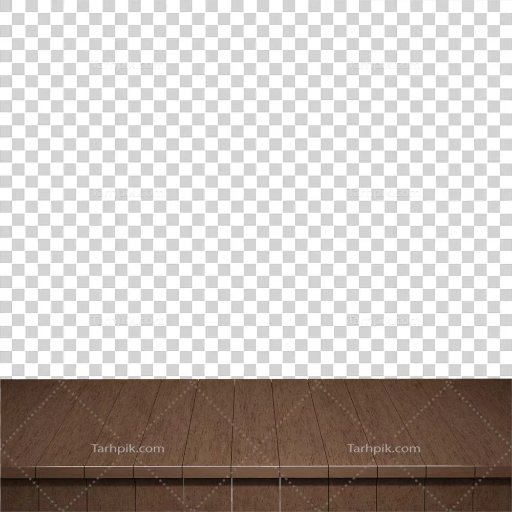 تصویر سه‌بعدی از میز چوبی با نمای جلو بر روی پس‌زمینه چوبی