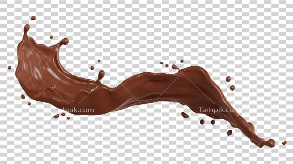تصویر 3 بعدی از گلوله های شکلاتی در حال پاشش و امواج