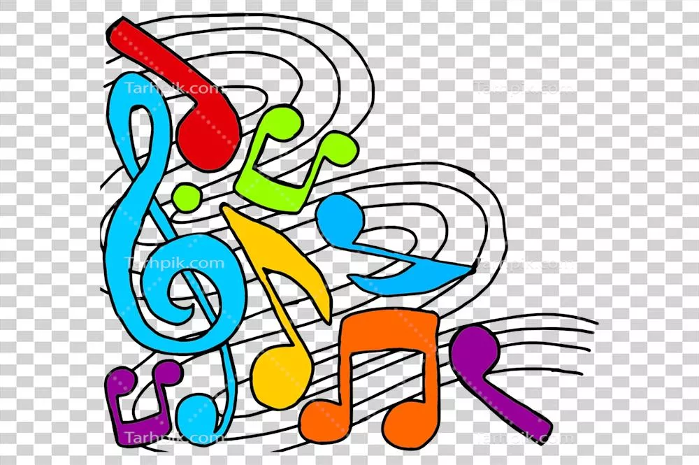 طراحی حاشیه با تم رنگارنگ و ملودیک موسیقی برای زیبایی بصری