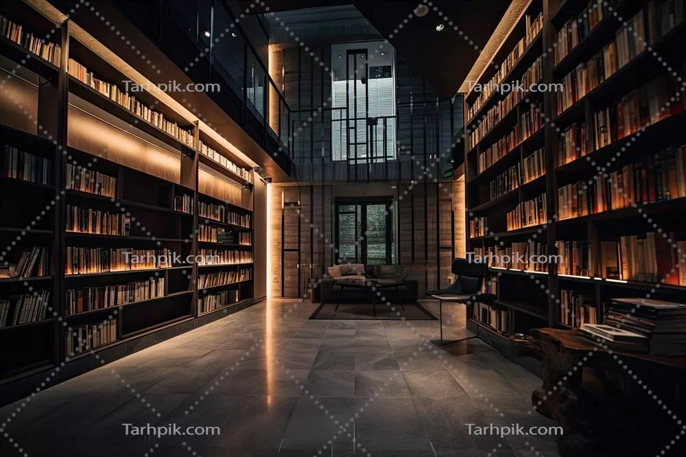 کتابخانهای با قفسههای کتاب و کابینتهای قدیمی به عنوان منبع دانش و آموزش