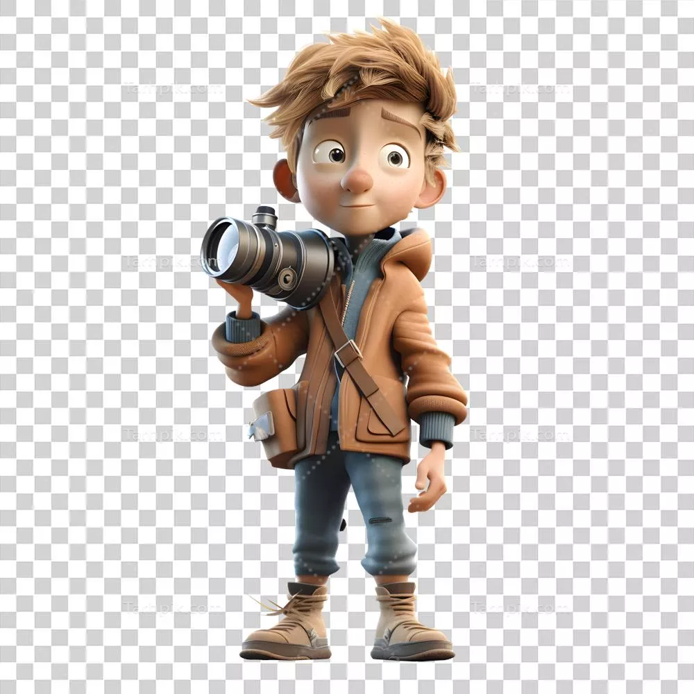 کودکان کاوشگر با دوربین در پسزمینه شفاف برای عکاسی و ثبت لحظات