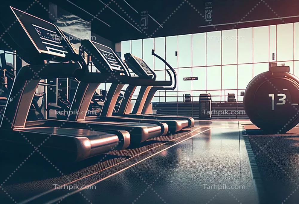 مدل سه بعدی تردمیل در باشگاه مدرن با تصاویر جذاب و هوش مصنوعی