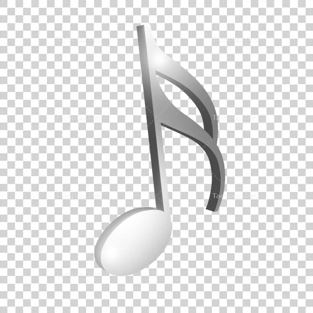 رندر سه بعدی نوت موسیقی با طراحی نقره‌ای و جذاب