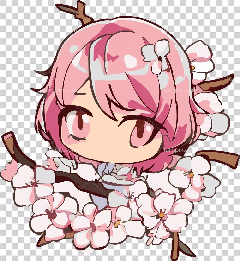 طرح گرافیکی کلیپ آرت شکوفه های ساکورا با جزئیات زیبا و رنگارنگ