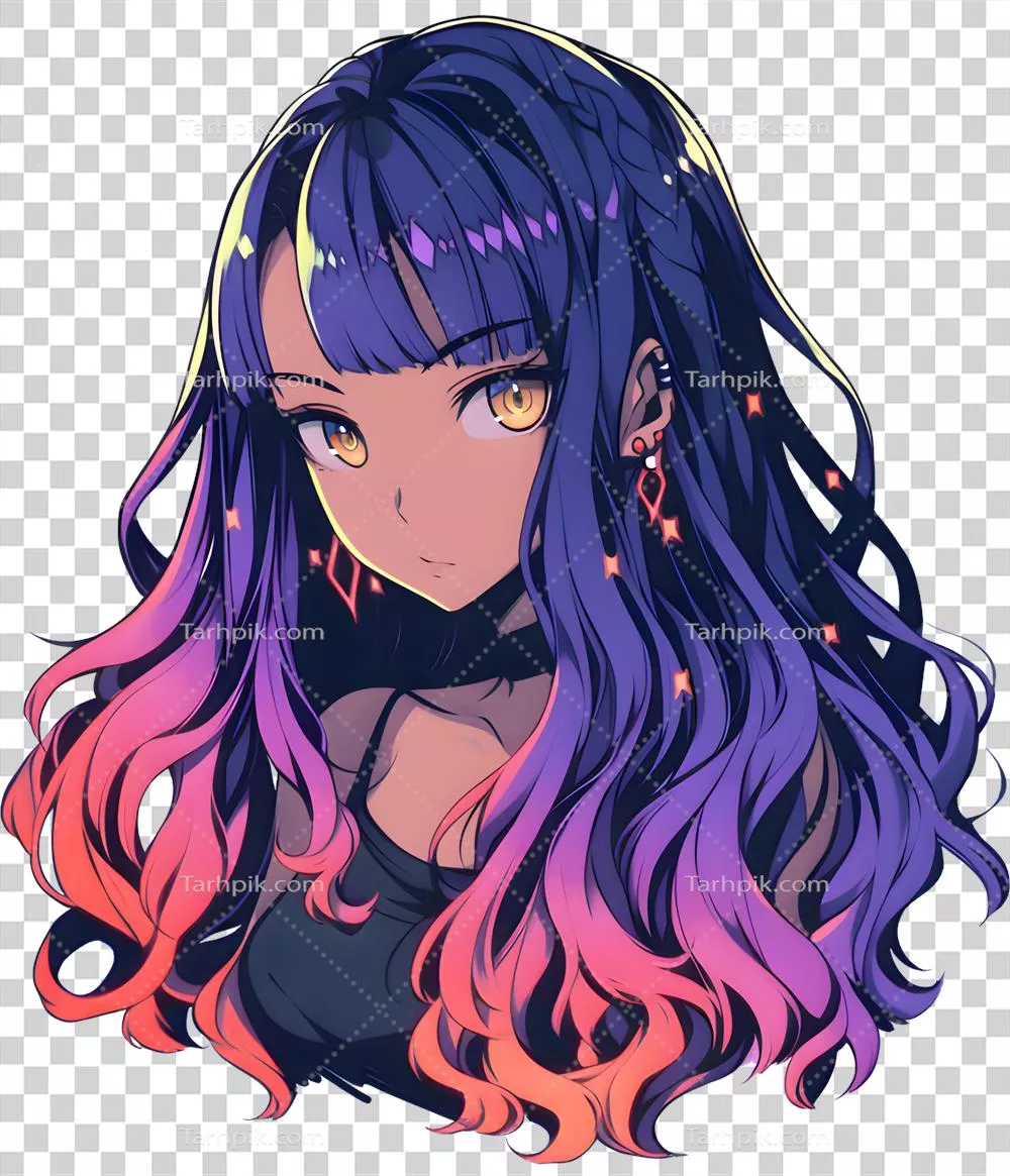 استیکر دختر انیمه‌ای تولید شده با هوش مصنوعی - نسخه تاریک