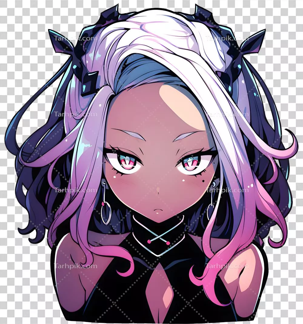 استیکر دختر انیمهای تولید شده توسط هوش مصنوعی: نسخه تاریک و رازآلود