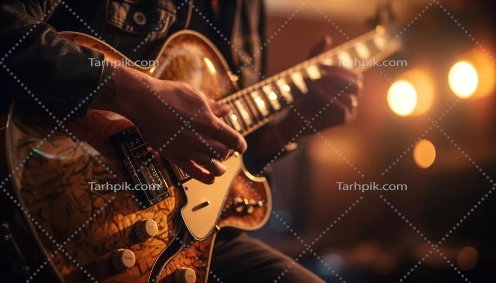 نوازنده گیتار: اجرای زنده گیتاریست با گیتار الکتریک در شب
