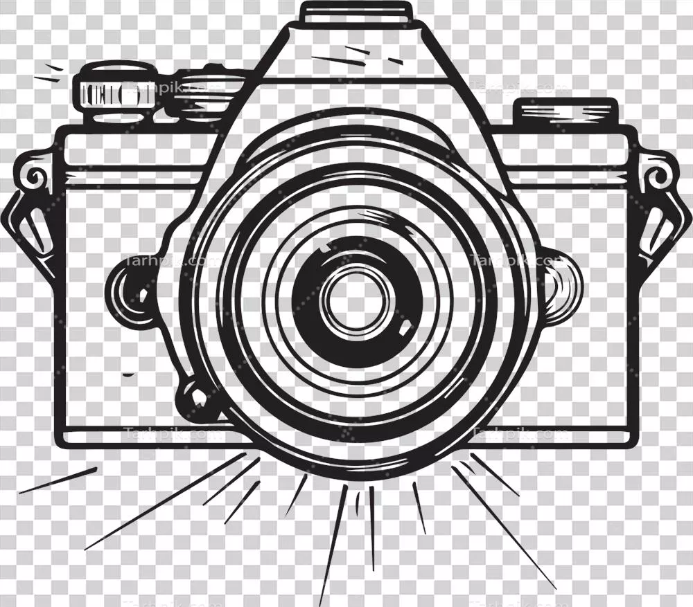 لوگوی دوربین قدیمی طراحی شده با دست به سبک فلت