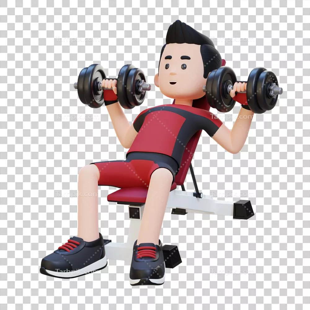 ساخت شخصیت ورزشکار سهبعدی با تمرینات تقویت بالاتنه با پرس قفسه سینه دمبل و شیب