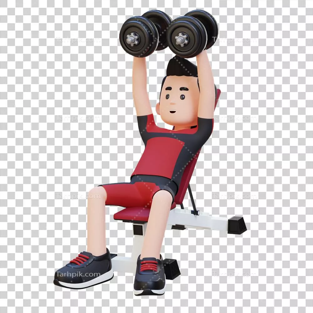 مجسمهسازی شخصیت ورزشی 3D با سینه عضلانی و bench با دمبل برای پرواز قفسه سینه
