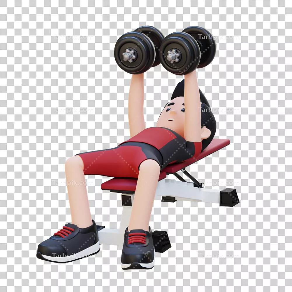 اسکلت‌سازی شخصیت ورزشی 3D با سینه عضلانی و دمبل در حال انجام پرواز سینه
