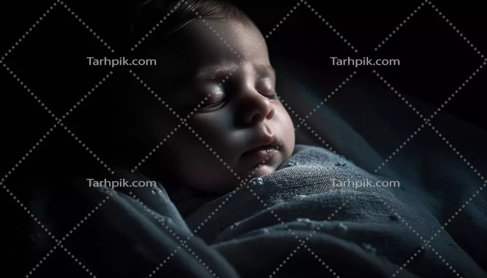 عکس نوزاد پسر خوابیده در آرامش و عشق، در آغوش لطافت