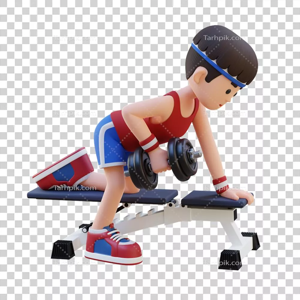 مجسمهسازی شخصیت ورزشی سه بعدی: تمرین با دمبل و عضلات پشت