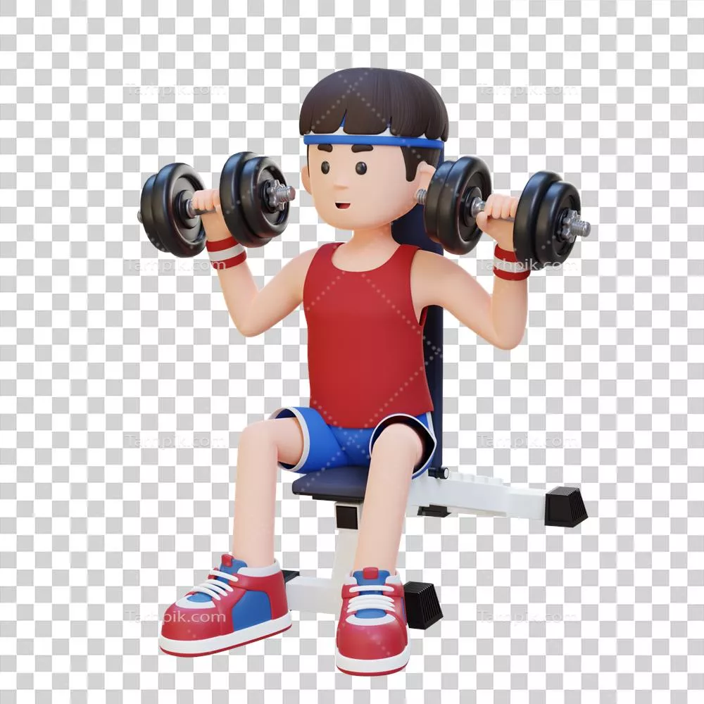 مدل‌سازی شخصیت ورزشی 3D با شانه‌های قوی و هالتر در تمرین پرس شانه