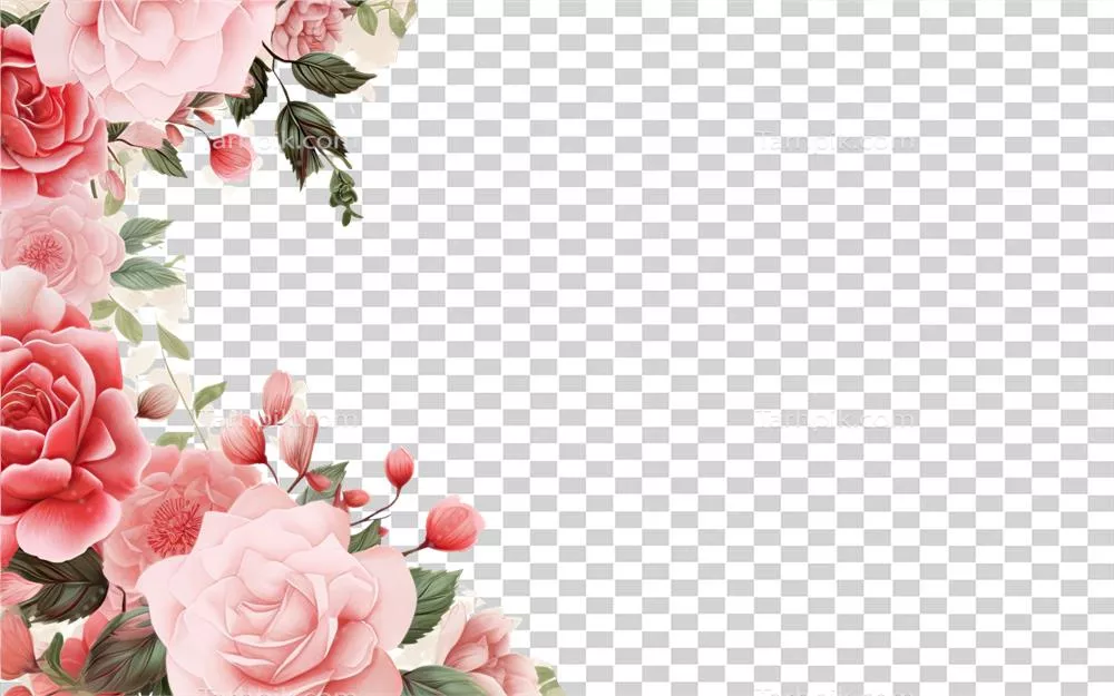 مرزClipart گل رز تولید شده توسط هوش مصنوعی برای تزئین کارتها و دعوتنامهها و بنرها