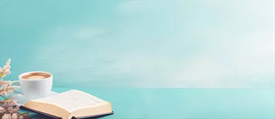 یک فنجان قهوه و یک کتاب باز بر روی میزی که با فناوری هوش مصنوعی تولید شده است