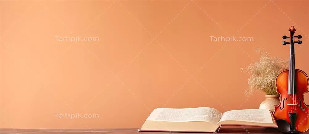 تکنولوژی هوش مصنوعی: تصویری از ویولن و کتاب باز بر روی میز