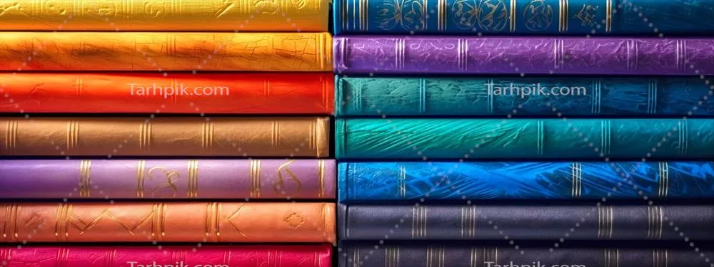 کتابهای چندرنگ بر روی قفسه که با هوش مصنوعی مولد ساخته شدهاند