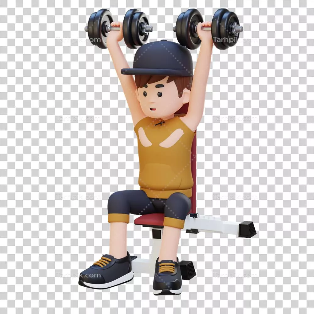 مدل‌سازی شخصیت ورزشی سه‌بعدی با شانه‌های قوی و حرکات پرس شانه