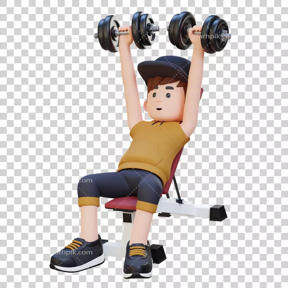 ساخت شخصیت ورزشی سه بعدی با تمرکز بر تقویت بالاتنه و پرس سینه با دمبل در زاویه