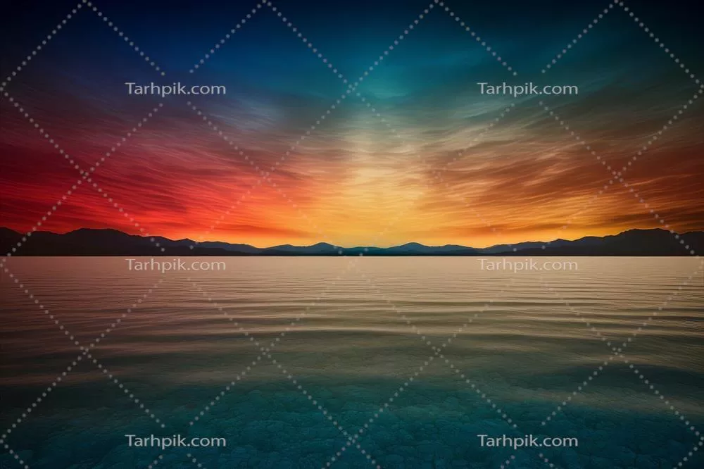 چشمانداز زیبای دریاچه در هنگام غروب با خلقوخوای مصنوعی