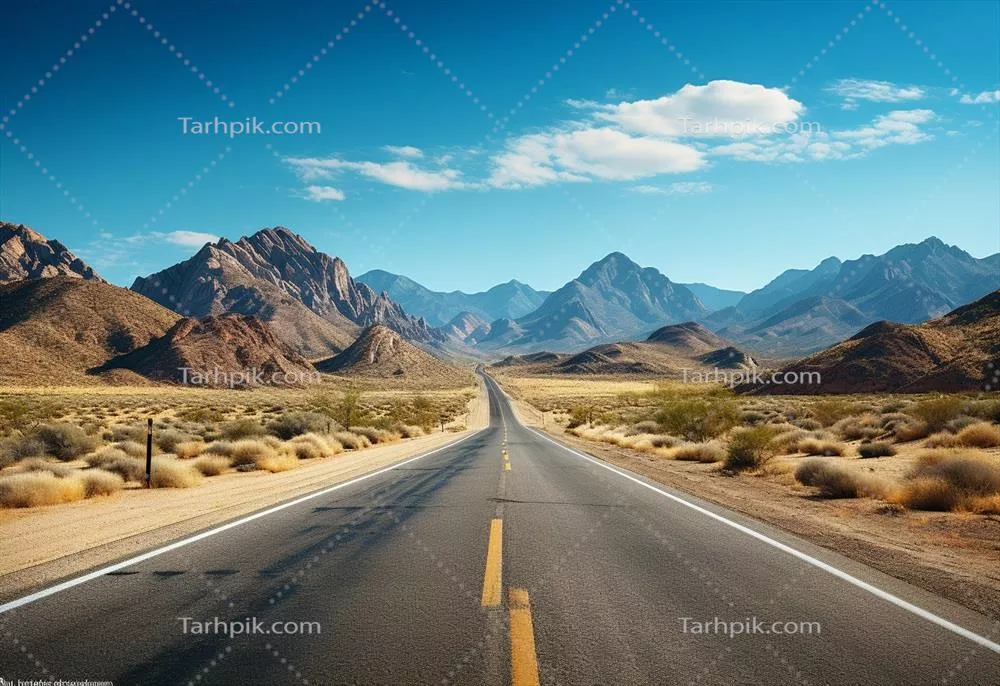 تصویر واقعگرایانه و با کیفیت بسیار بالا از مناظر کوهستانی و بیابانی زیر آسمان صاف