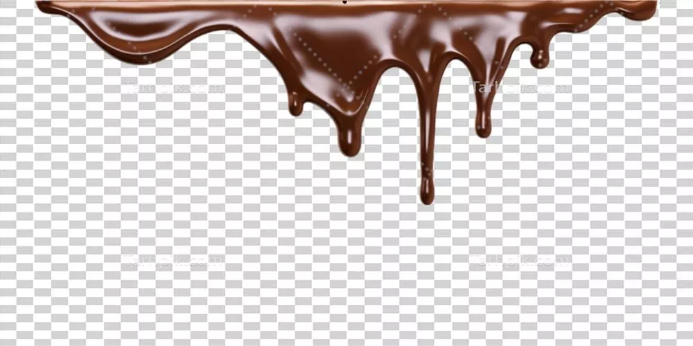 شکلات ذوب شده در حال چکیدن بر روی زمینه شفاف و بدون محدودیت