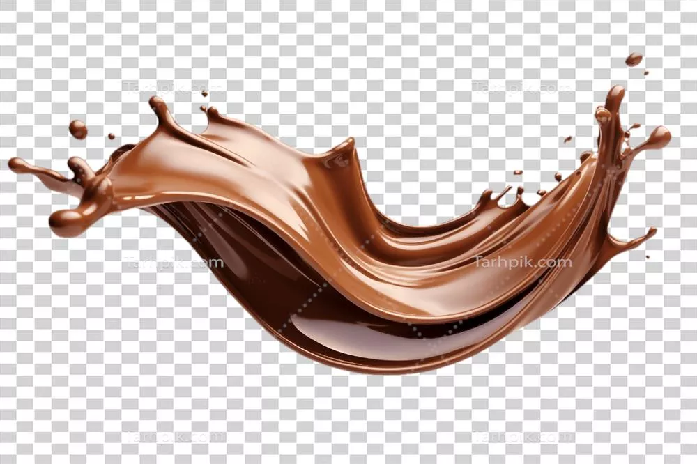 پاشیدن مایع شکلاتی بر روی زمینه شفاف و درخشان