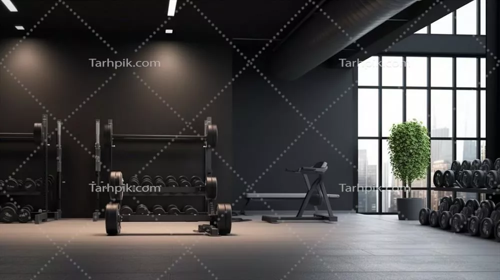 رندر سه بعدی لوگوی مدرن برای اتاق ورزش و تناسب اندام