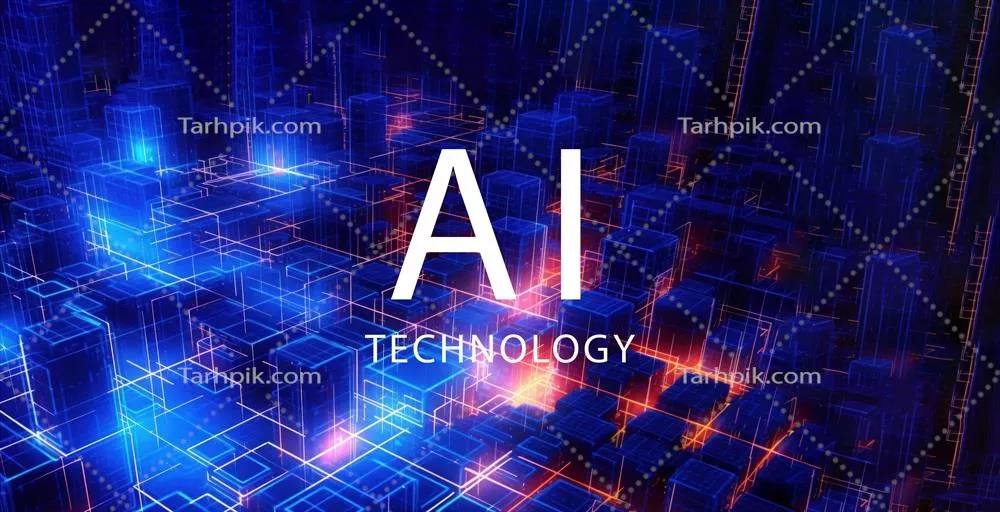 پس‌زمینه نئونی هنر مصنوعی هوش مصنوعی با طراحی‌های فناوری آینده‌نگر