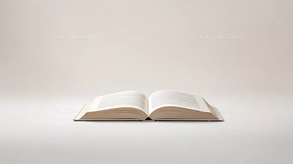 کتاب باز 3 بعدی بر روی پسزمینه سفید - ماکت طراحی شده با هوش مصنوعی