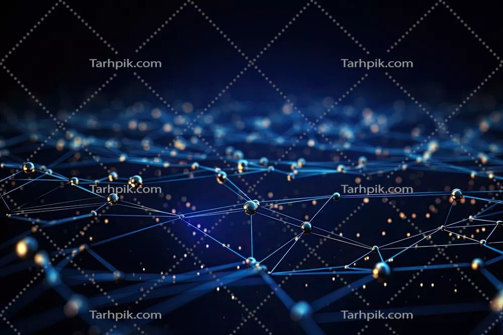 تصویر سه بعدی از پسزمینه فناوری انتزاعی با نقاط و خطوط متصل و کدهای دودویی