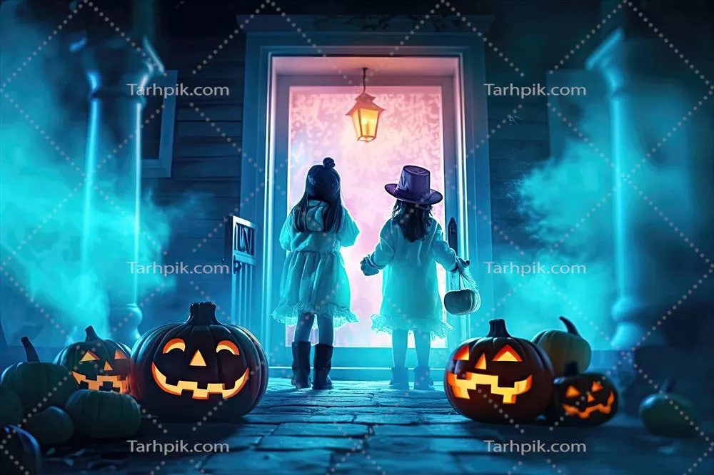 جمعه شب هالووین: کودکان در کنار در glowing مرموز جشنواره را تجربه میکنند