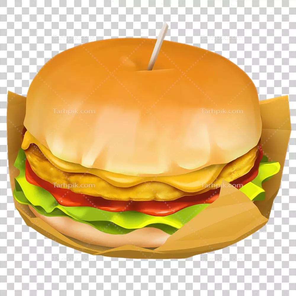 برگر آفرینش هوش مصنوعی با مرغ و سبزیجات و روغن گوجه‌فرنگی به صورت دیجیتال