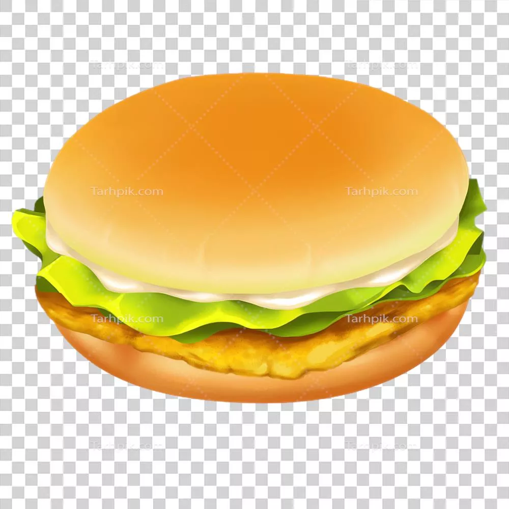 برگر دست ساز با مرغ: هنر دیجیتال برگرهای سبزیجات و روغن گوجه فرنگی