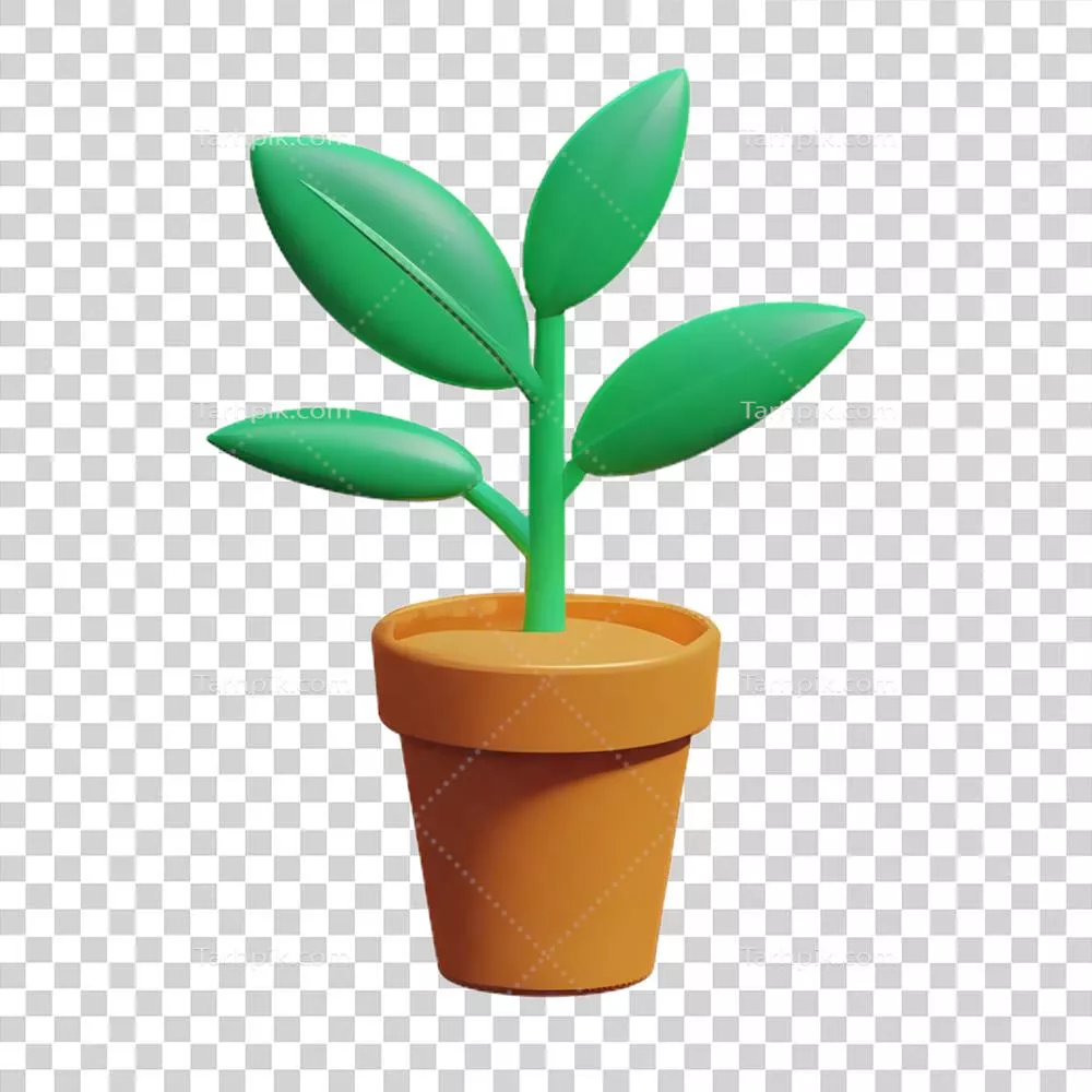 تصویر سه بعدی نماد گیاهان گلدانی برای استفاده در طراحی گرافیکی