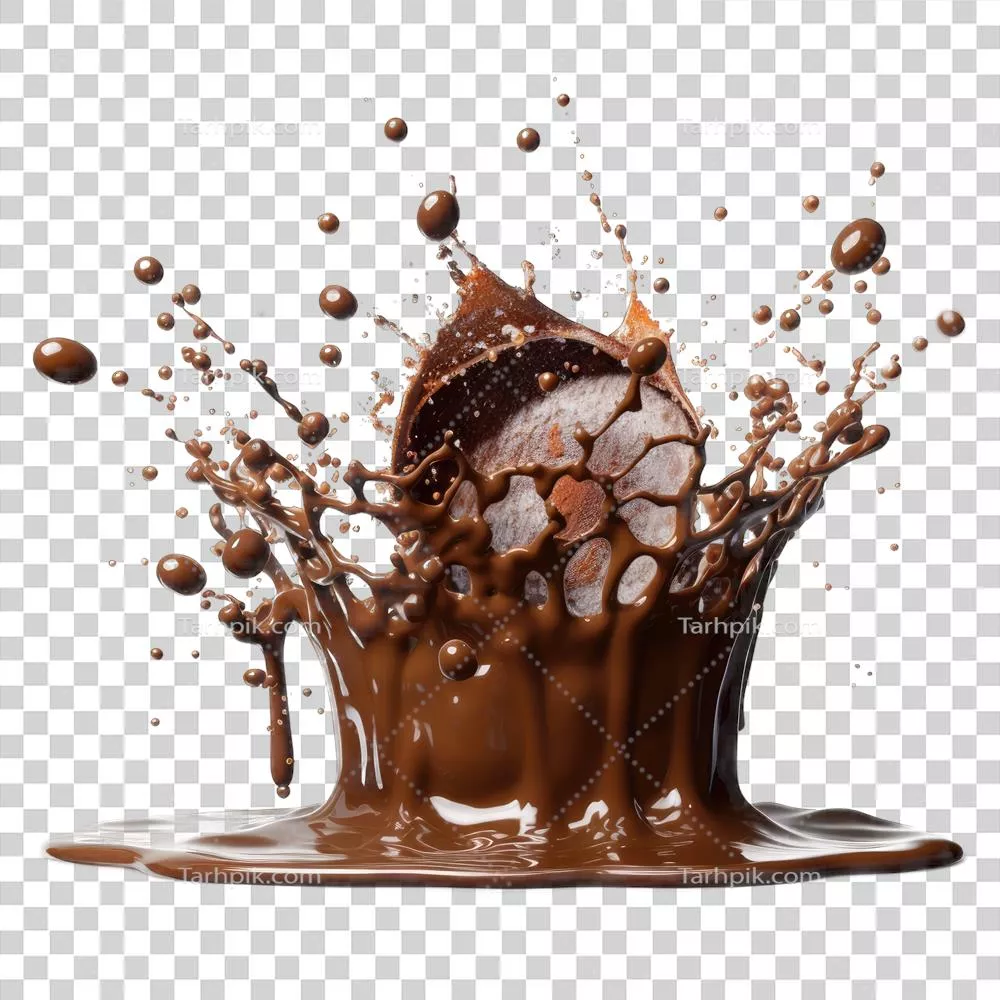 شکلات و پاشیده‌های آن بر روی پس‌زمینه شفاف