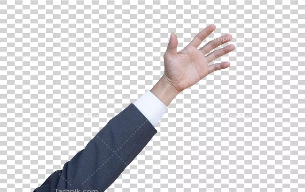دست یک تاجر در کت و شلوار با حرکات خاص روی پسزمینه شفاف