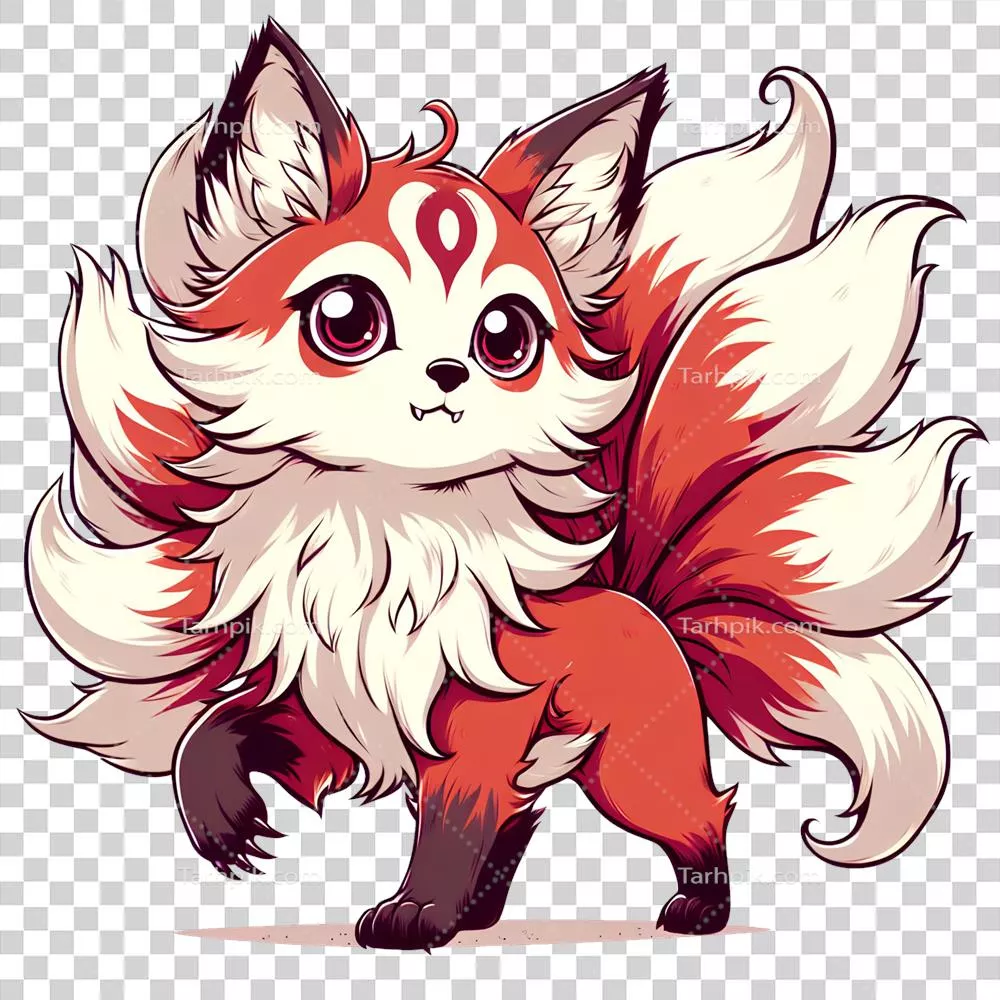 شخصیت کارتونی کیوبی جذاب تولید شده با هوش مصنوعی بر روی پس‌زمینه شفاف