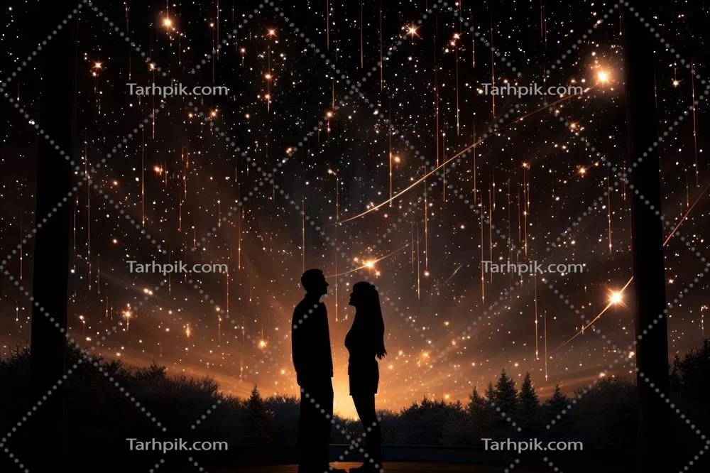 تصویر عاشقانه: زوجی که در شب ستاره‌باران به ستاره‌ها از طریق تلسکوپ نگاه می‌کنند و در شگفتی کیهانی غرق شده‌اند
